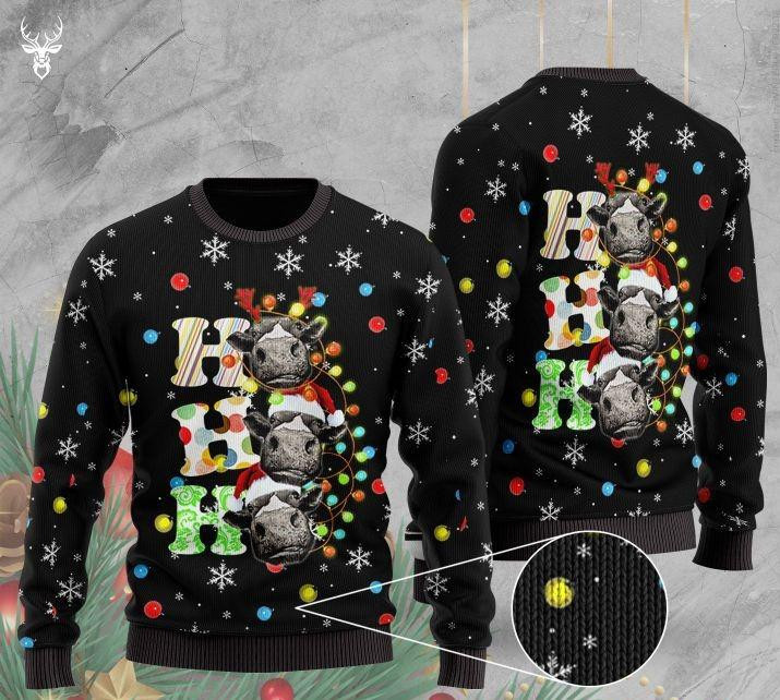 Heifer Cow Ho Ho Ho Pattern Ugly Christmas Sweater, Perfect Holiday Gift