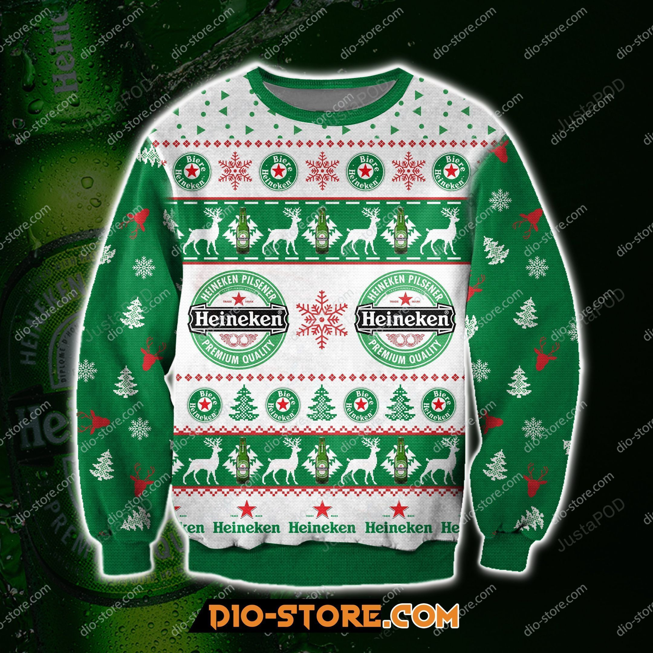 Heineken Beer Knitting Pattern Ugly Christmas Sweater Perfect Holiday Gift