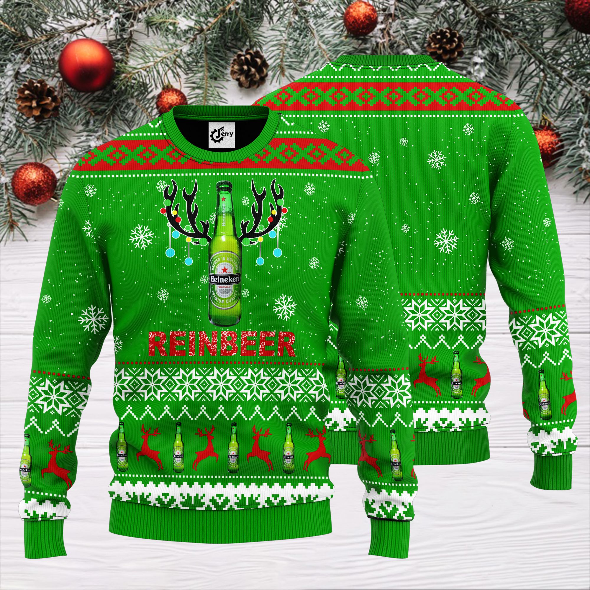 Heineken Reinbeer Ugly Christmas Sweater