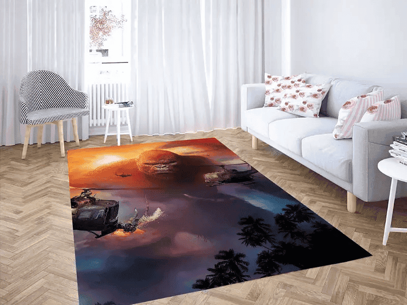 Helicopter Kong Skull Island 3D Rectangle Area Rug – Full Print Carpet For Living Room & Bedroom Home Decor
