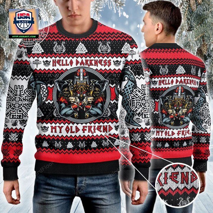 Hello Darkness My Old Friends Vikings Ugly Christmas Sweater