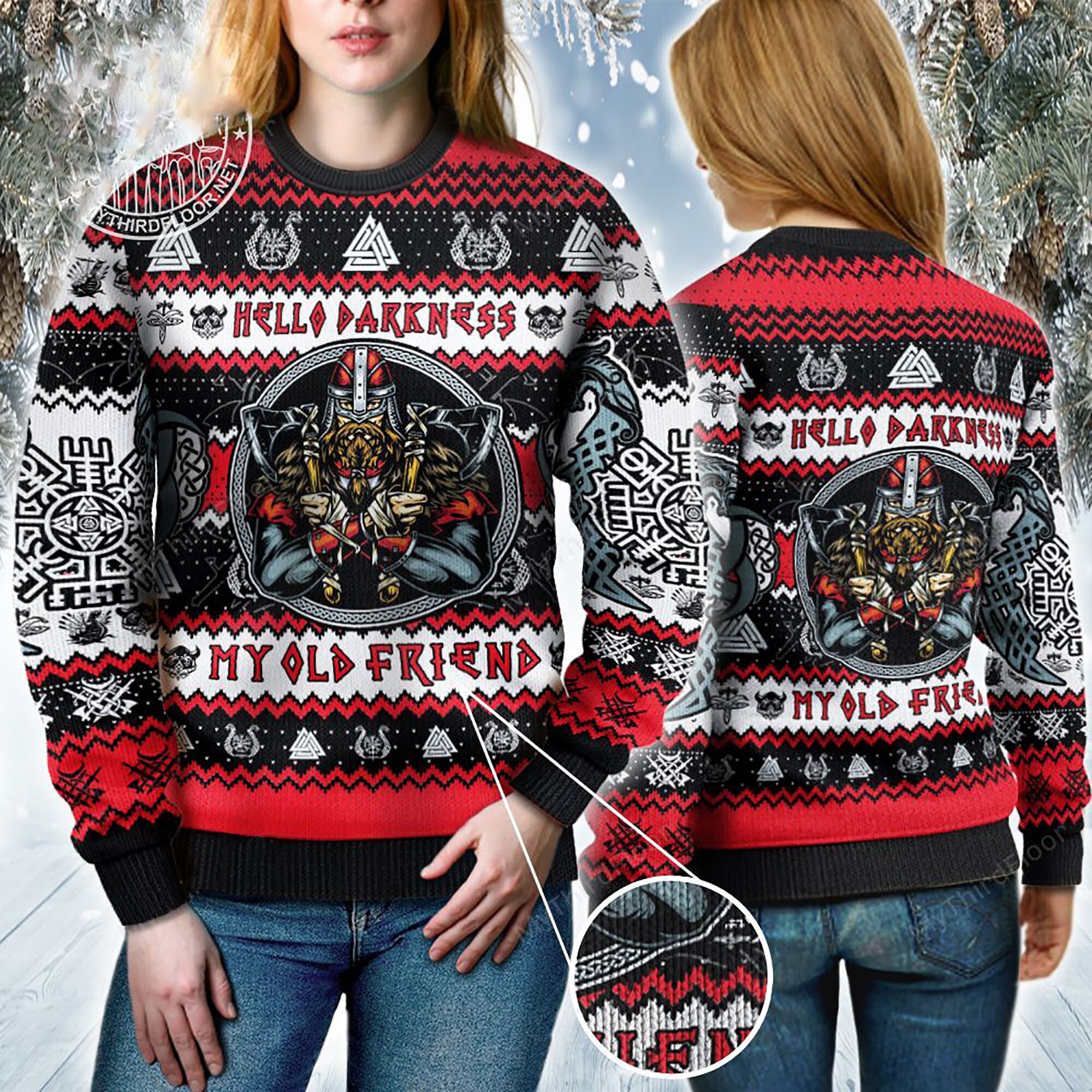 Hello Darkness My Old Friends Vikings Ugly Christmas Sweater