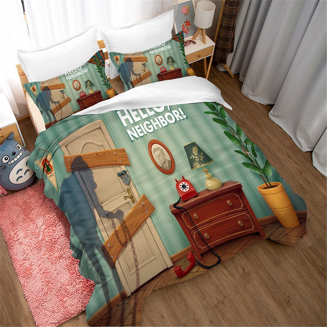 Hello Neighbor Duvet Cover Quilt Cover Pillowcase Bedding Set Bed Linen Home Bedroom Decor