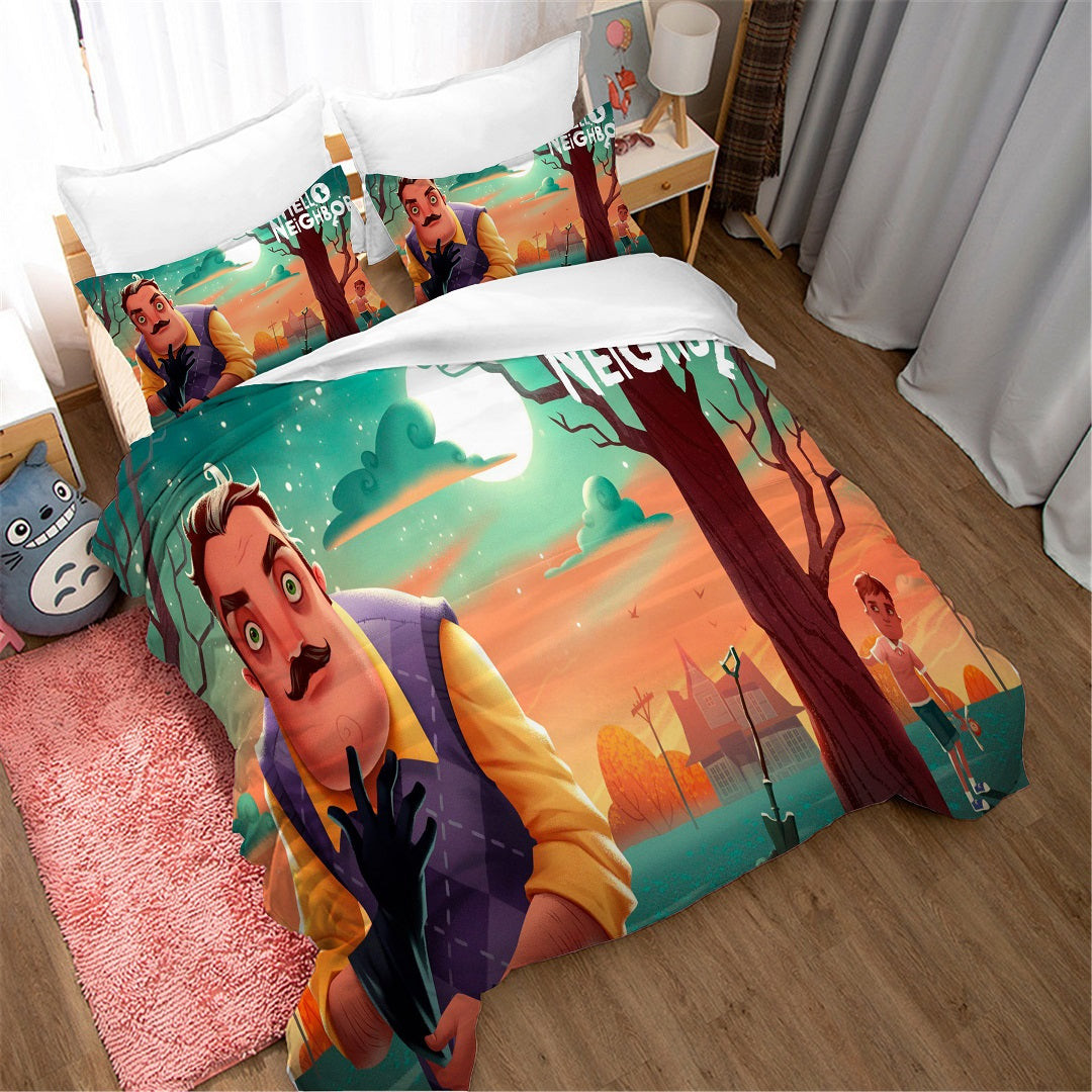 Hello Neighbor Duvet Cover Quilt Cover Pillowcase Bedding Set Bed Linen Home Bedroom Decor