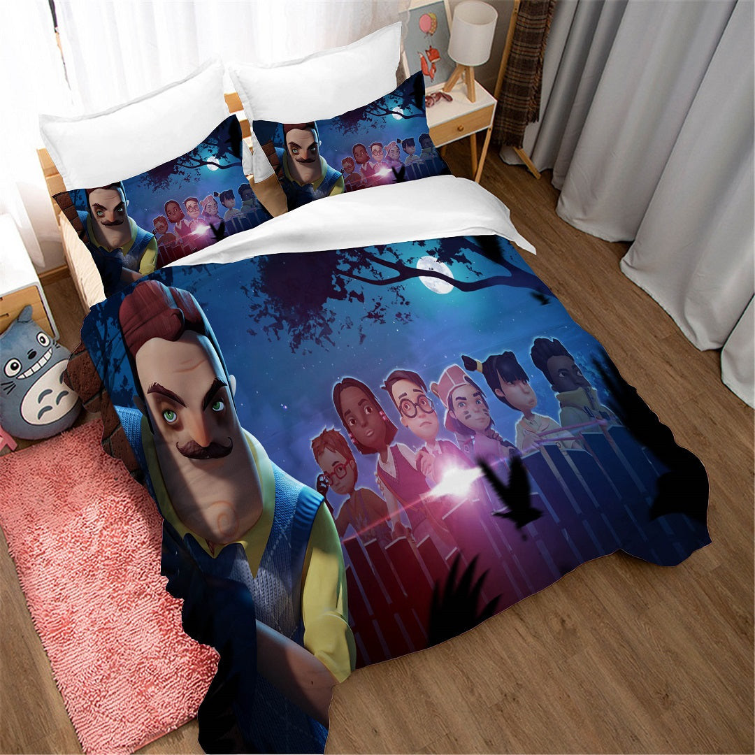 Hello Neighbor Duvet Cover Quilt Cover Pillowcase Bedding Set Bed Linen Home Bedroom Decor