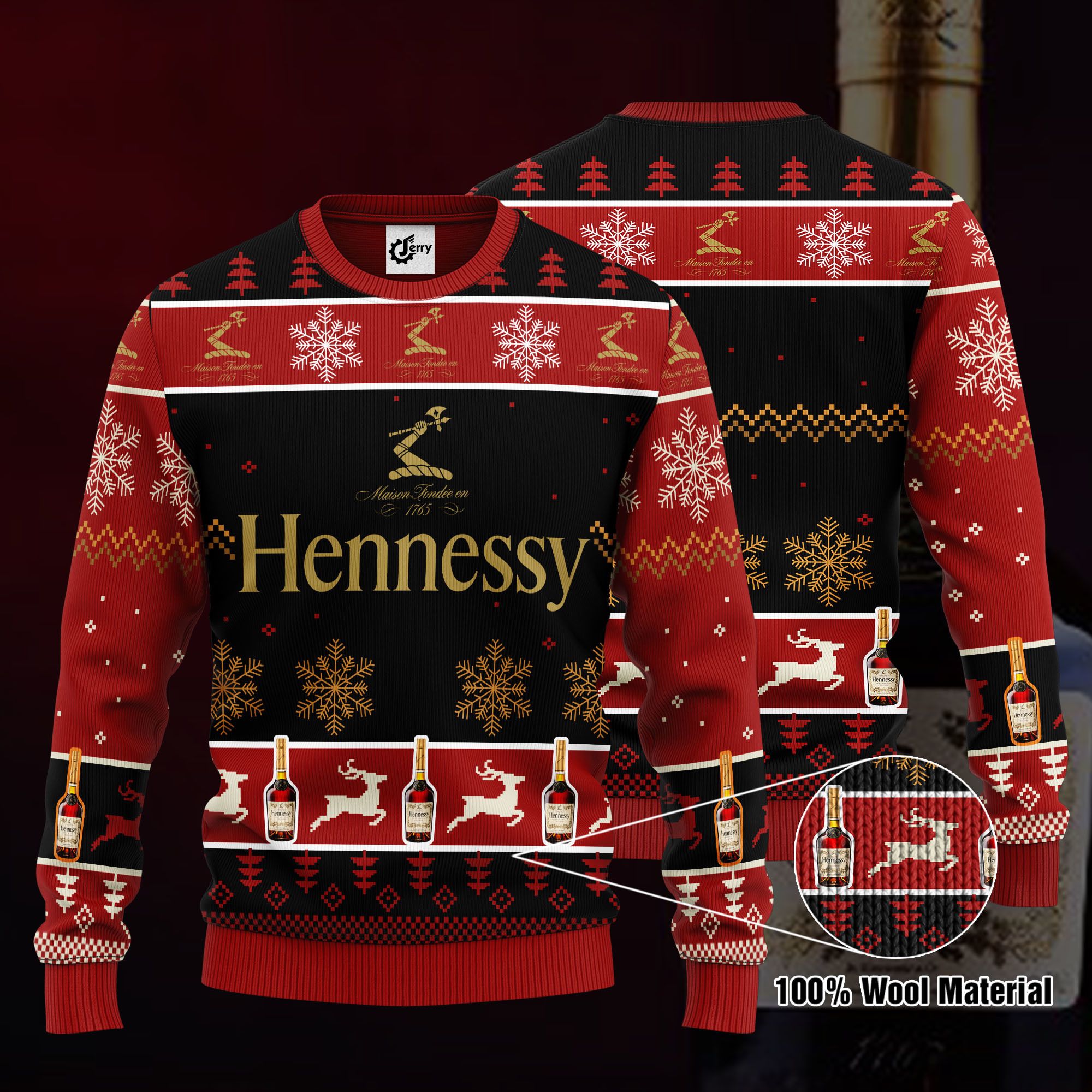 Hennessy 3D Print Ugly Christmas Sweater, Hoodie, Zip Hoodie, Bomber Jacket