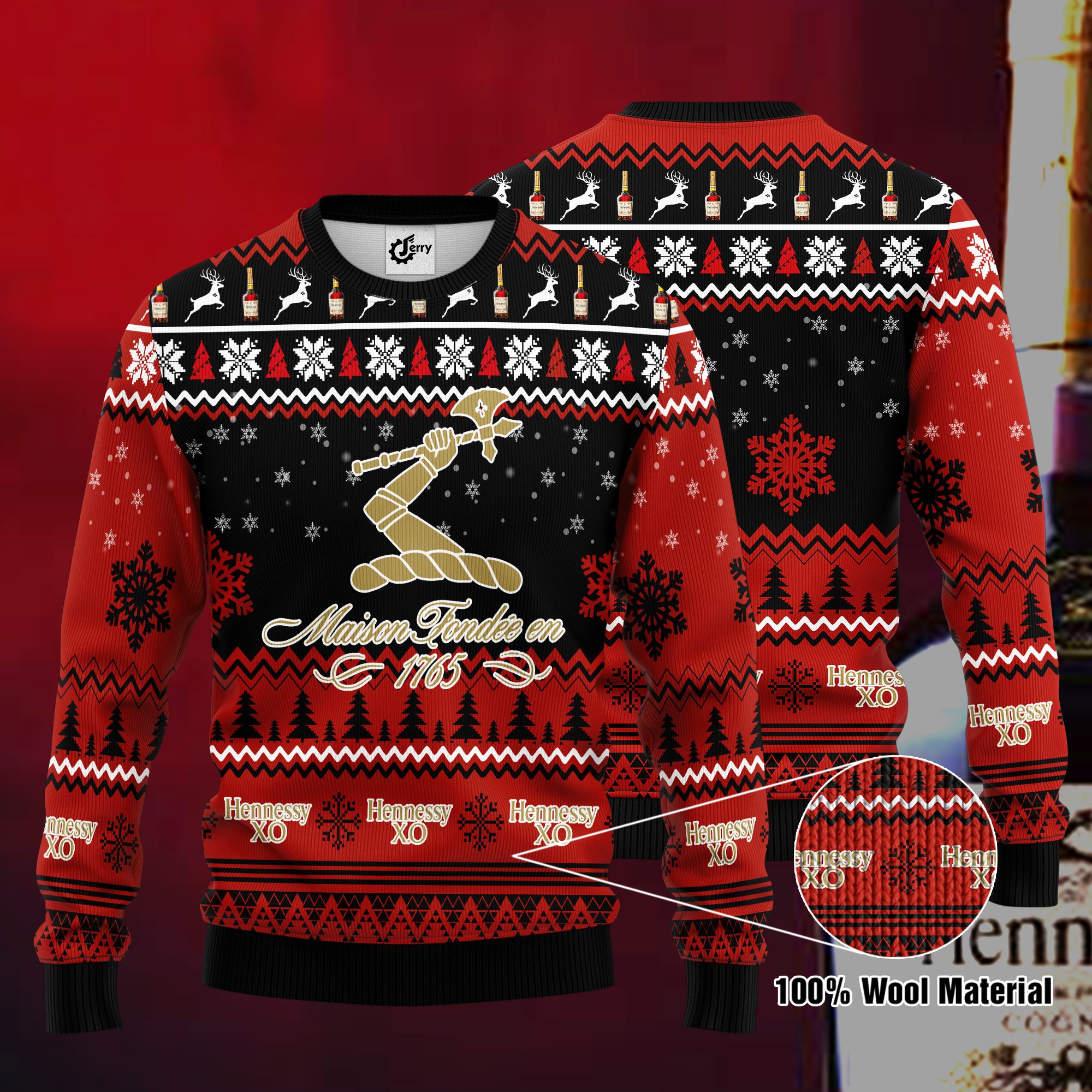 Hennessy 3D Print Ugly Christmas Sweater, Hoodie, Zip Hoodie, Bomber Jacket