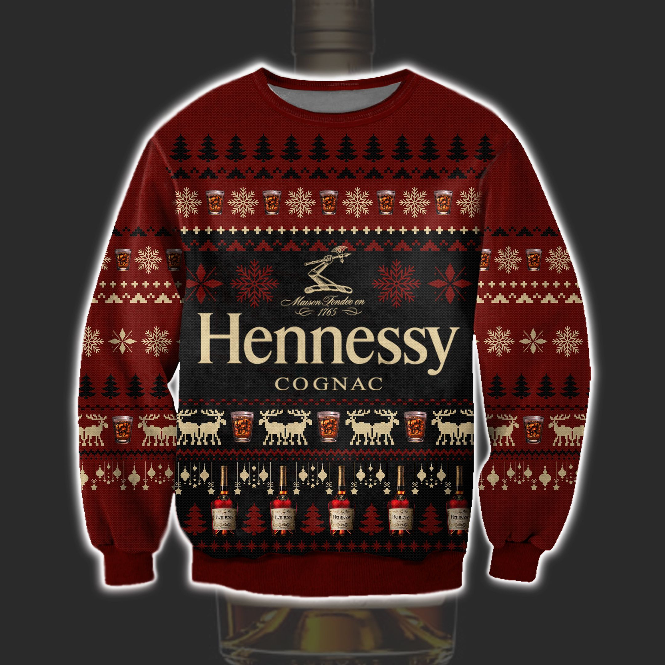 Hennessy Cognac 3D Print Ugly Christmas Sweater