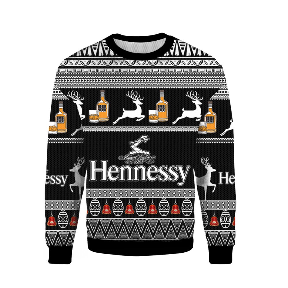 Hennessy Whiskey Wine Ugly Christmas Sweater