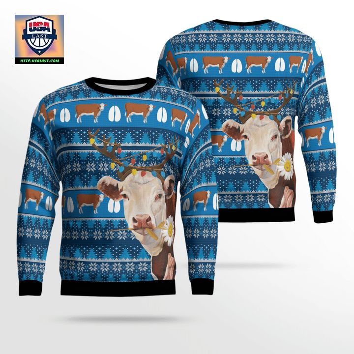 Hereford Cattle Christmas Sweater 3D