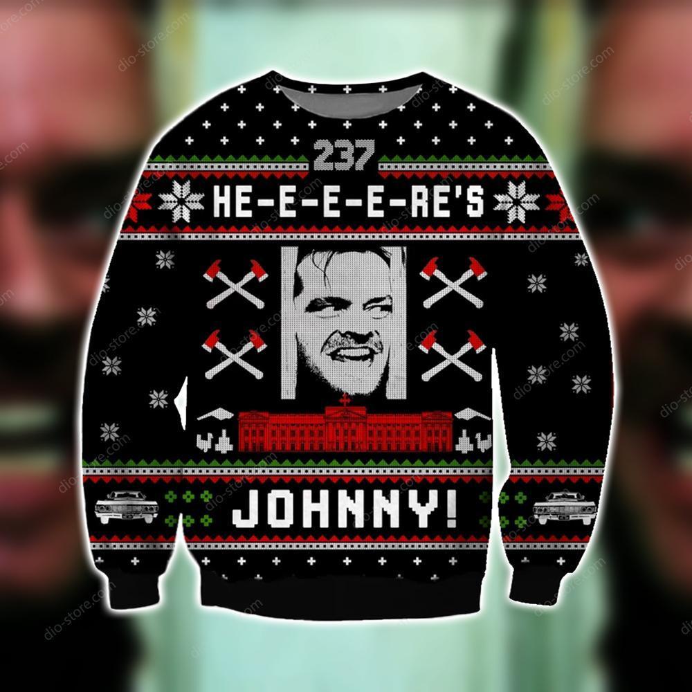 Here'S Johnny Knitting Pattern 3D Print Ugly Christmas Sweater