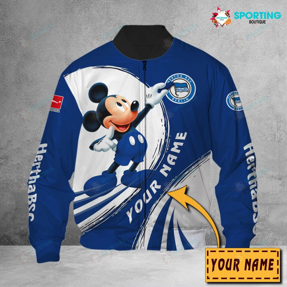 Hertha Bsc Personalized Mickey Mouse Bomber Jacket | Streetwear Jacket for Men & Women | Fan Gift