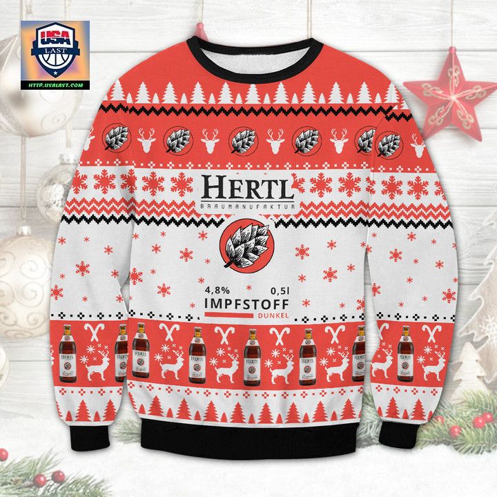 Hertl Impfstoff Dunkel Ugly Christmas Sweater