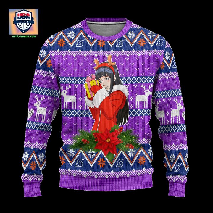 Hinata Hyuga Ugly Christmas Sweater Custom Naruto Anime Xmas Gift