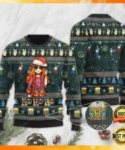 Hippie Girl Ho Ho Ho Ugly Christmas Sweater, Perfect Holiday Gift