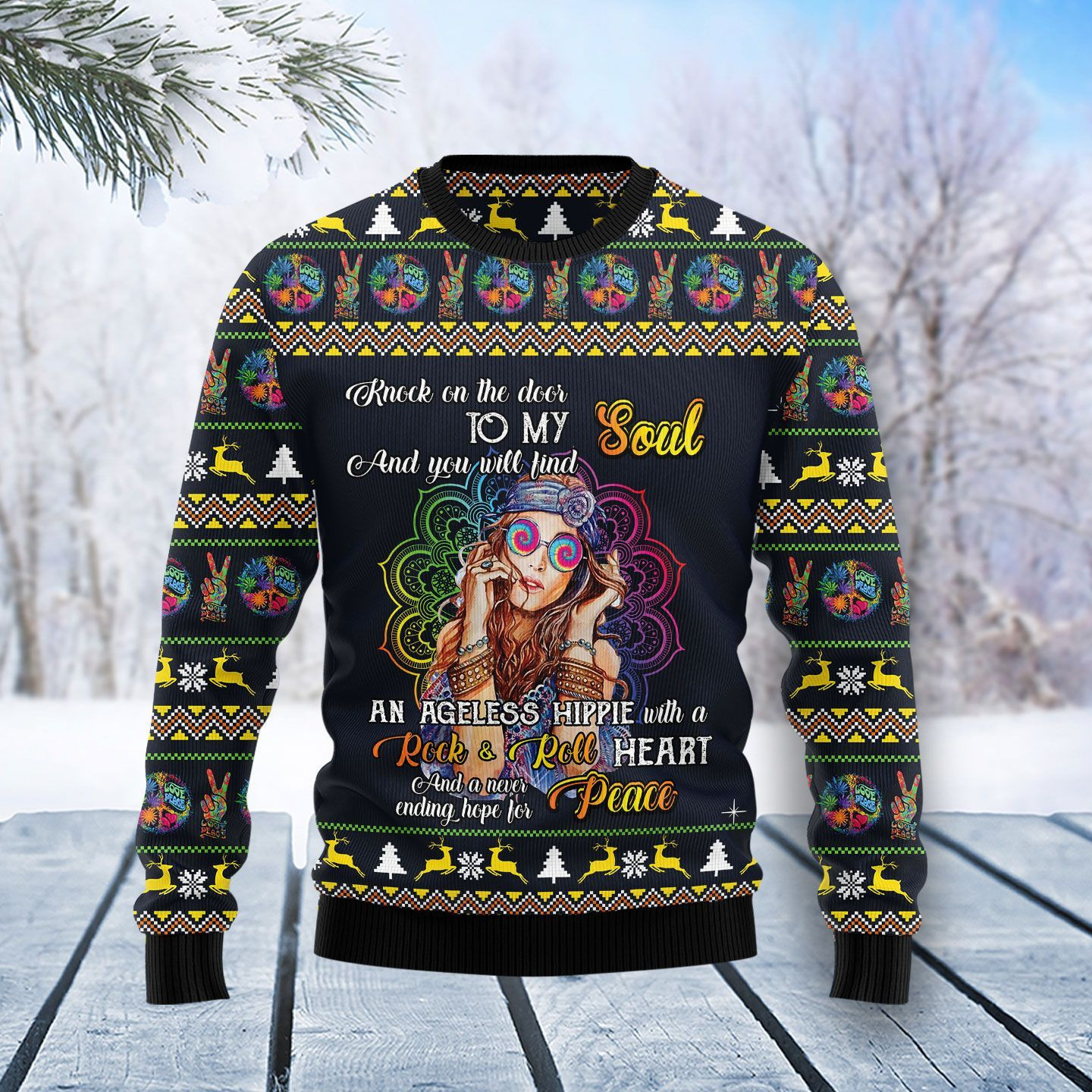 Hippie Girl Ugly Christmas Sweater,