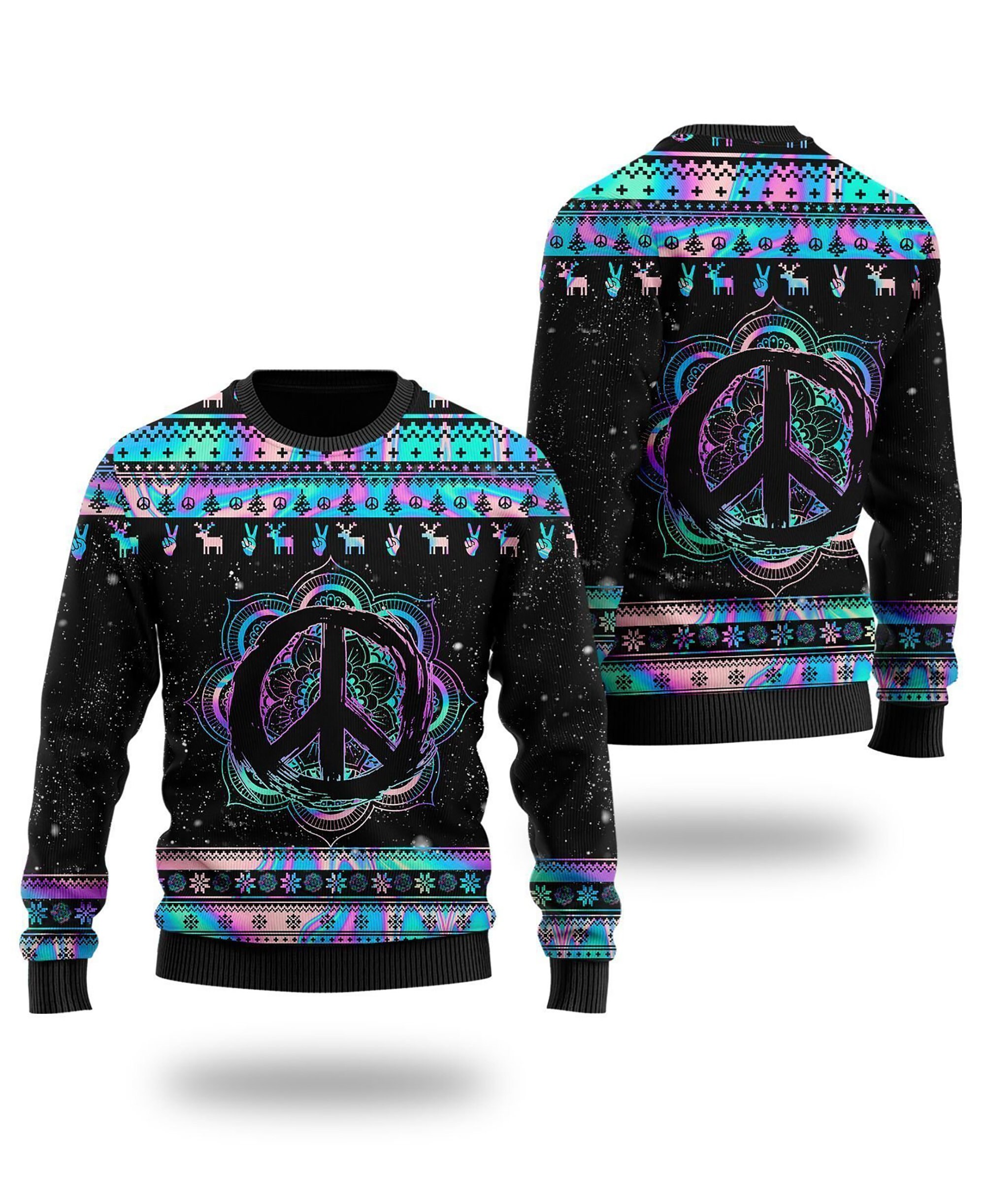 Hippie Holographic Ugly Christmas Sweater