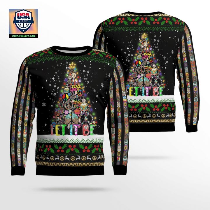 Hippie Let It Be Christmas AOP Sweater