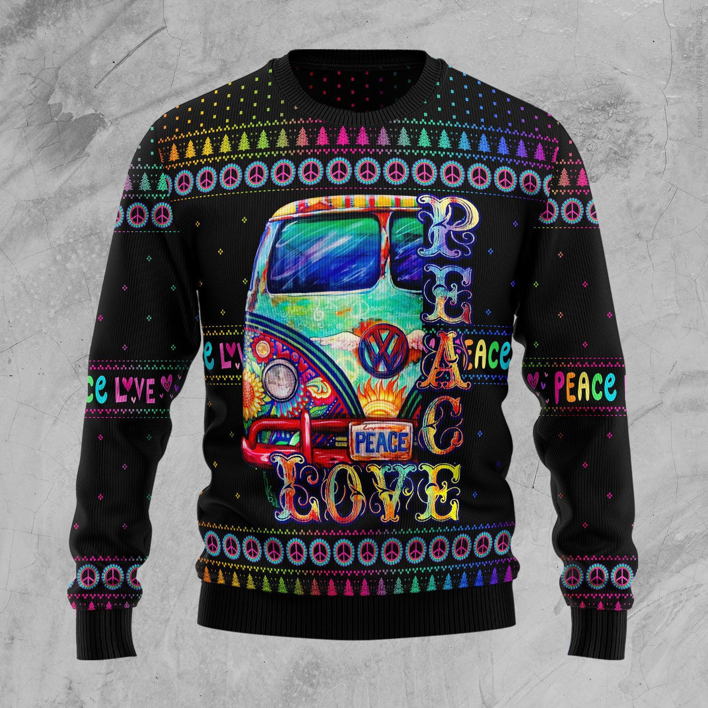 Hippie Peace Love Ugly Christmas Sweater,