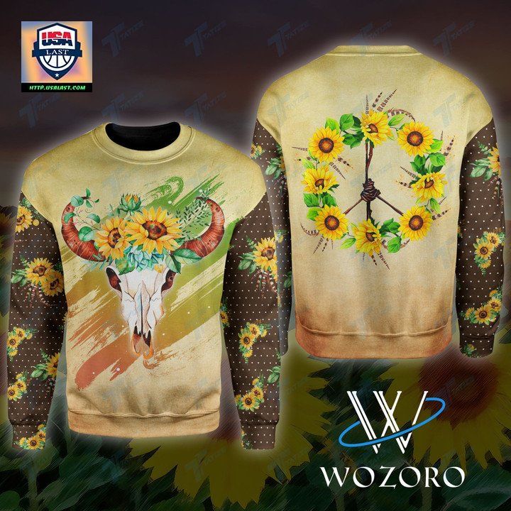 Hippie Sunflower 3D All Over Printed Shirt Sweater