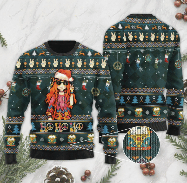 Hippie Ugly Christmas Sweater, Perfect Holiday Gift