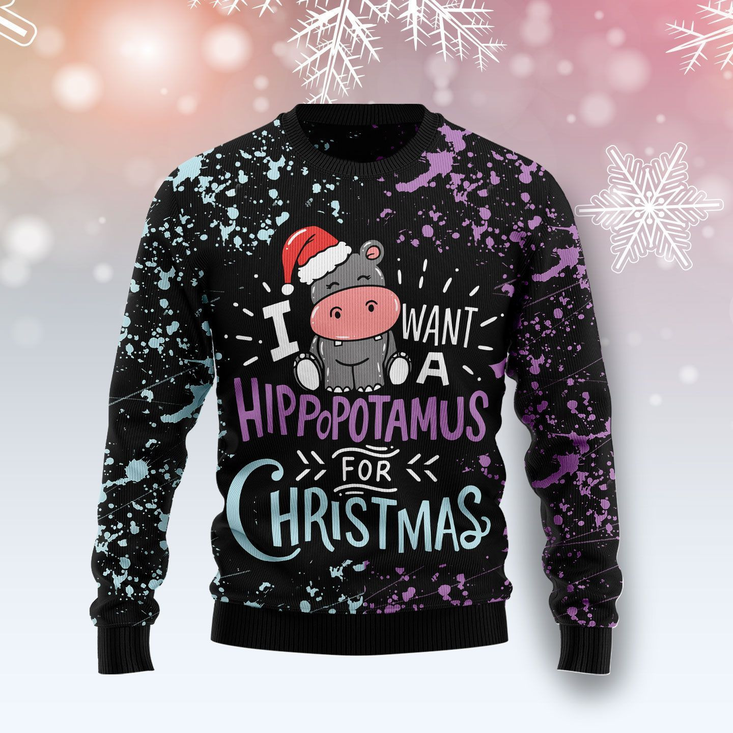 Hippo Christmas Ugly Christmas Sweater,