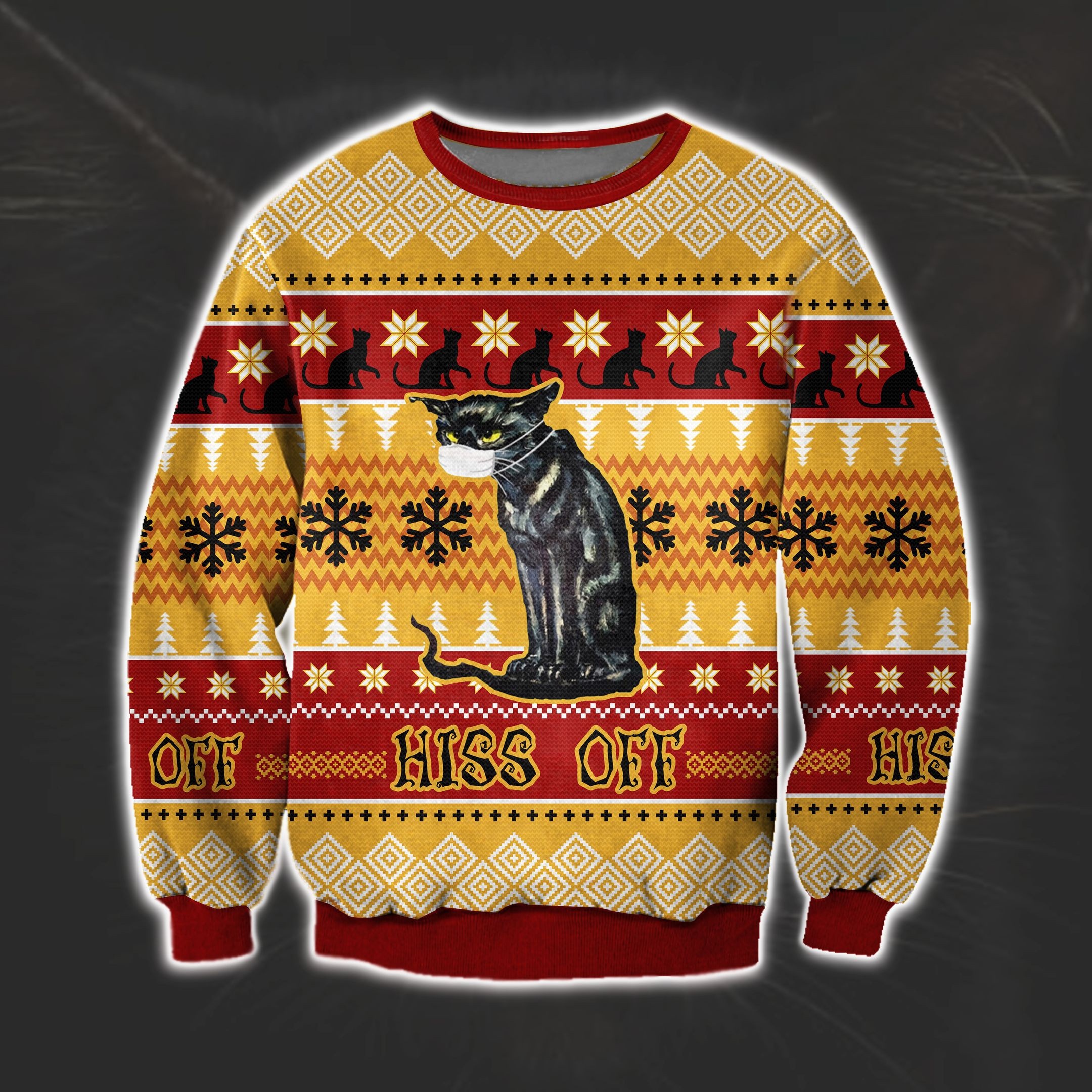 Hiss Off Cat 3D All Over Print Ugly Christmas Sweater