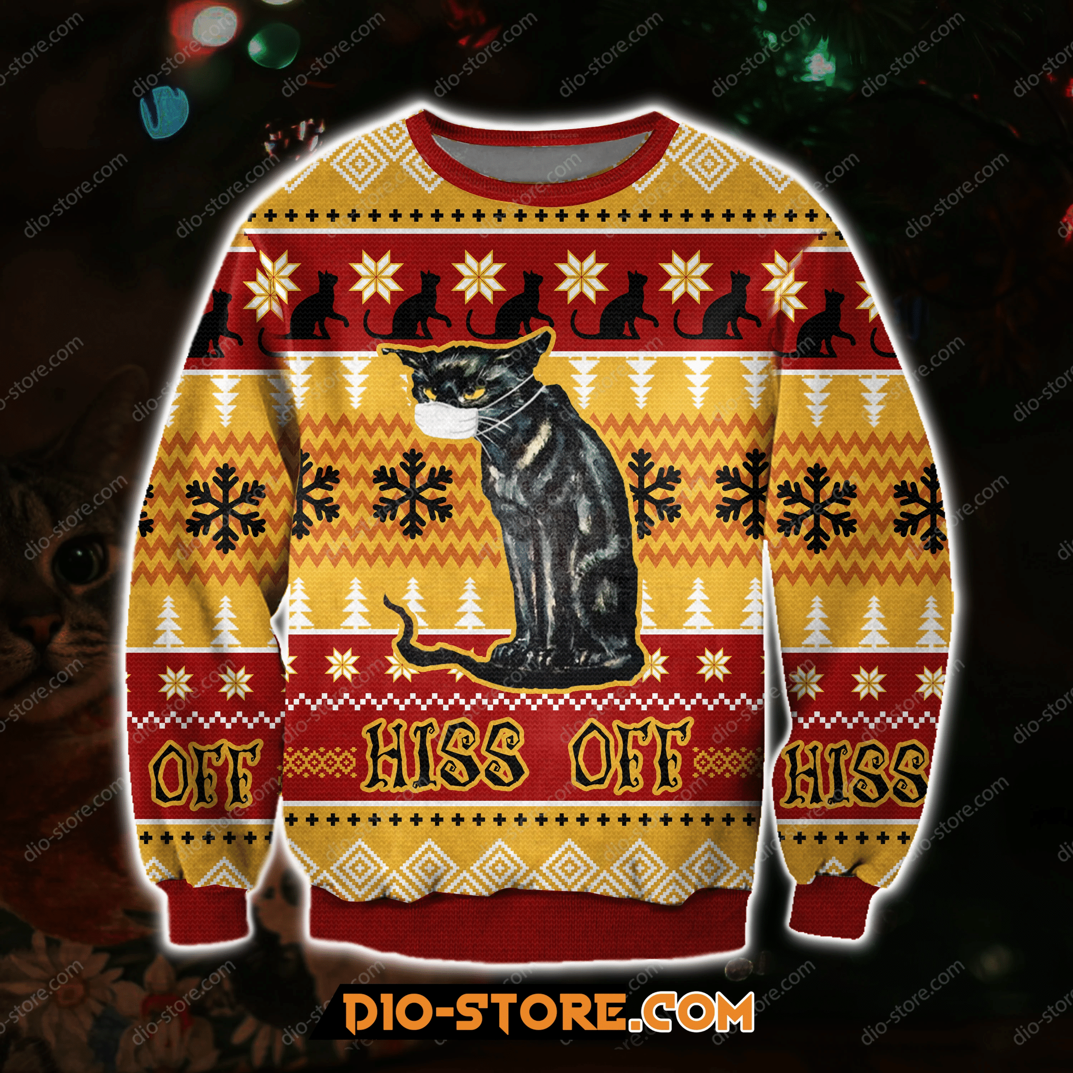 Hiss Off Cat 3D Ugly Christmas Sweater, Perfect Holiday Gift