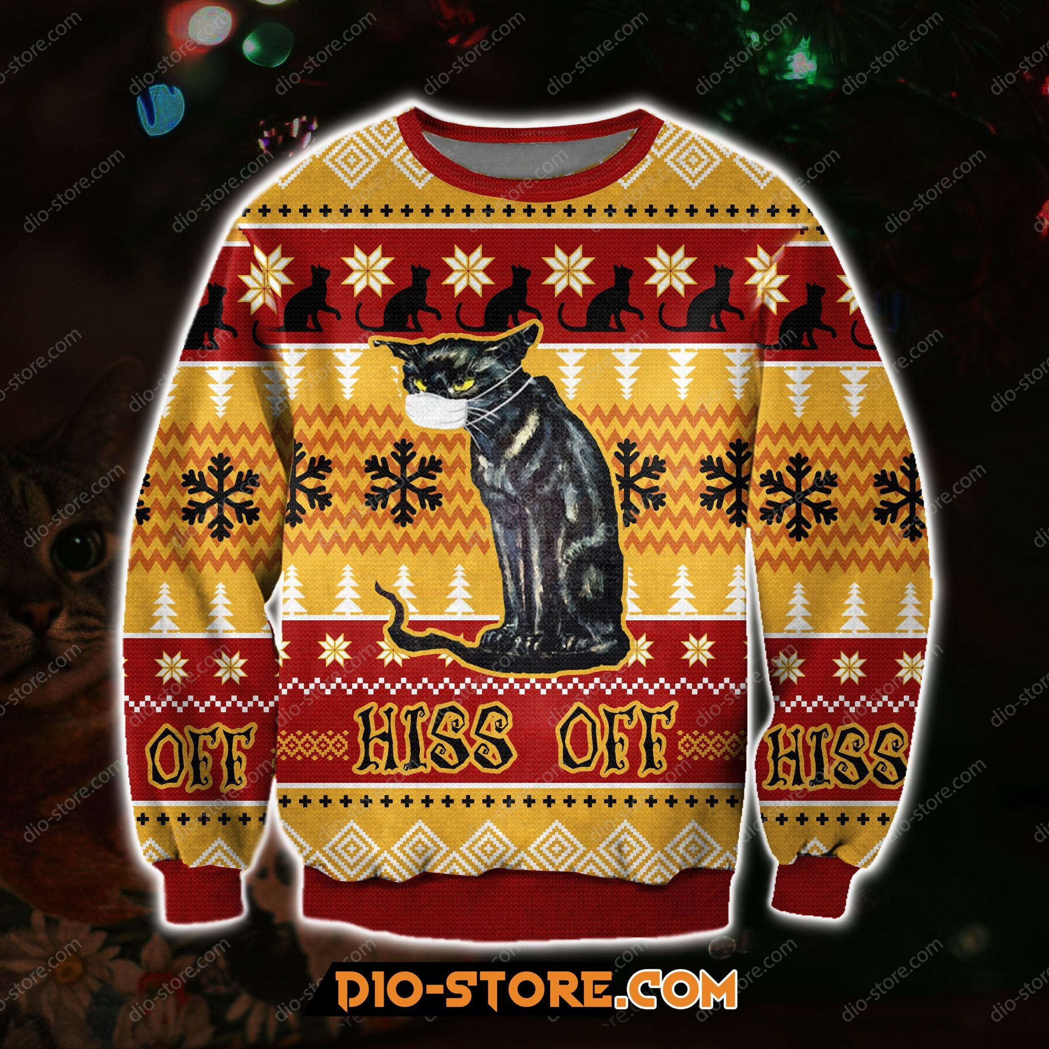 Hiss Off Cat For Unisex Ugly Christmas Sweater,