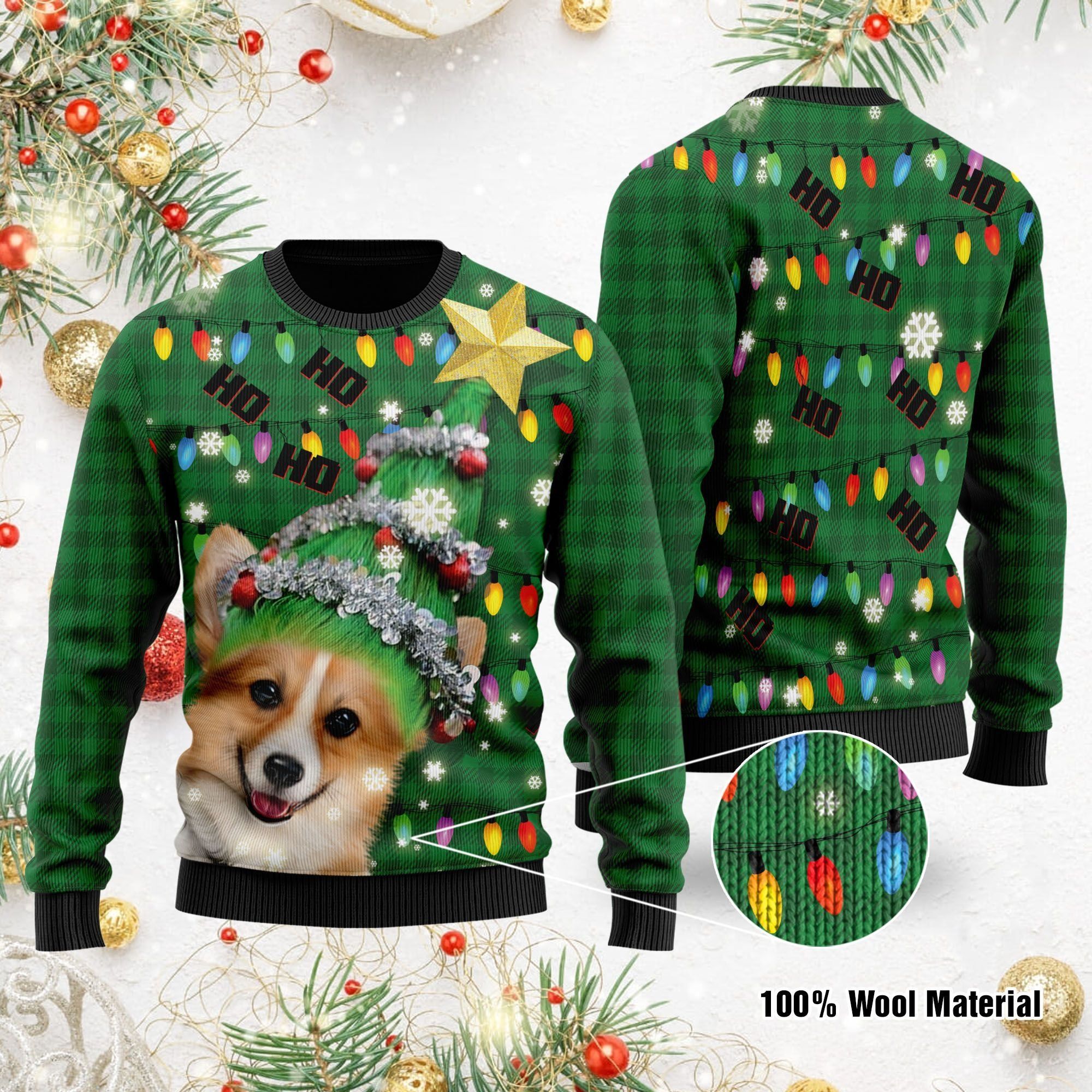 Ho Ho Ho Corgi Christmas Tree Ugly Christmas Sweater For Corgi Lovers On Christmas Days