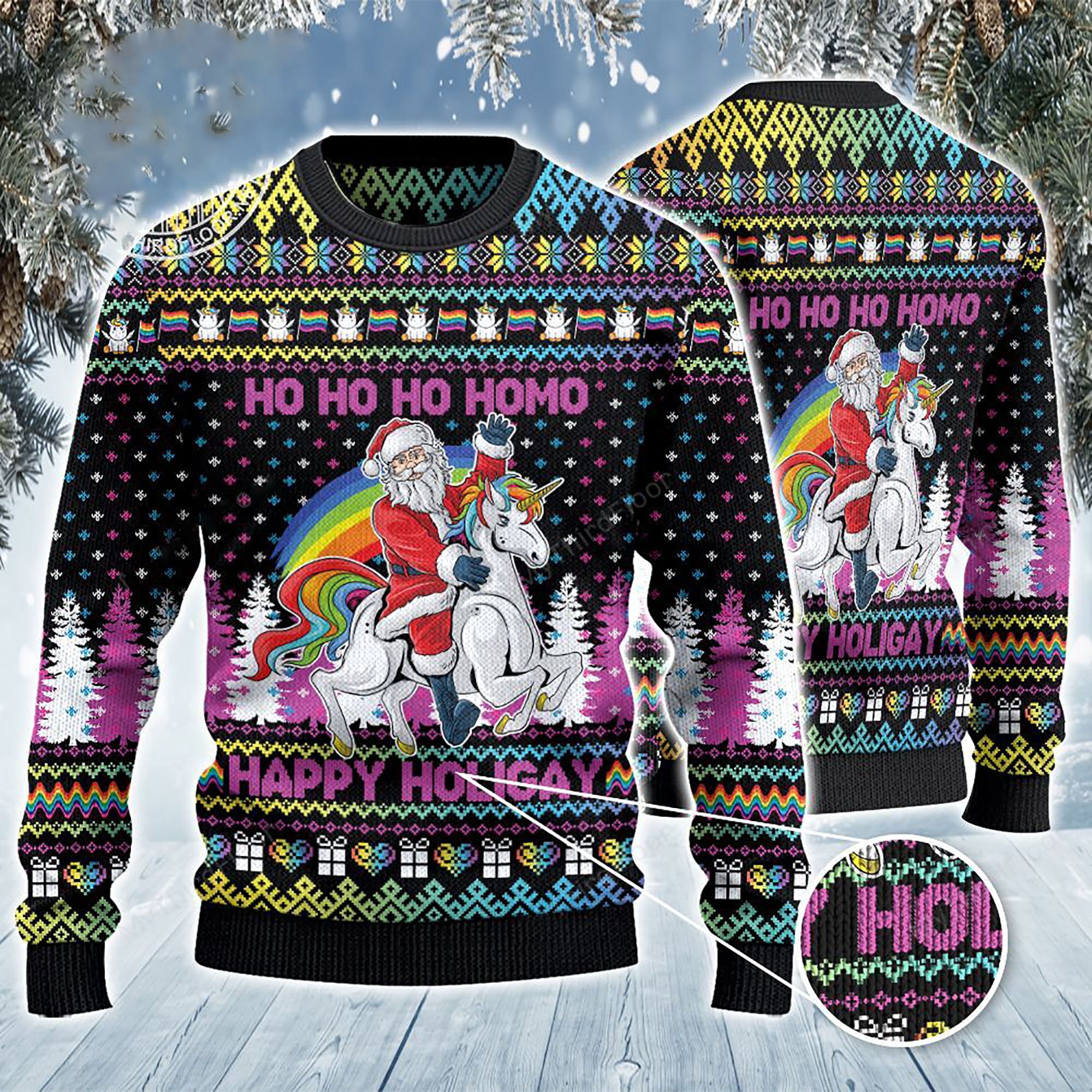 Ho Ho Ho Homo Happy Holigay Lgbt Funny Ugly Christmas Sweater