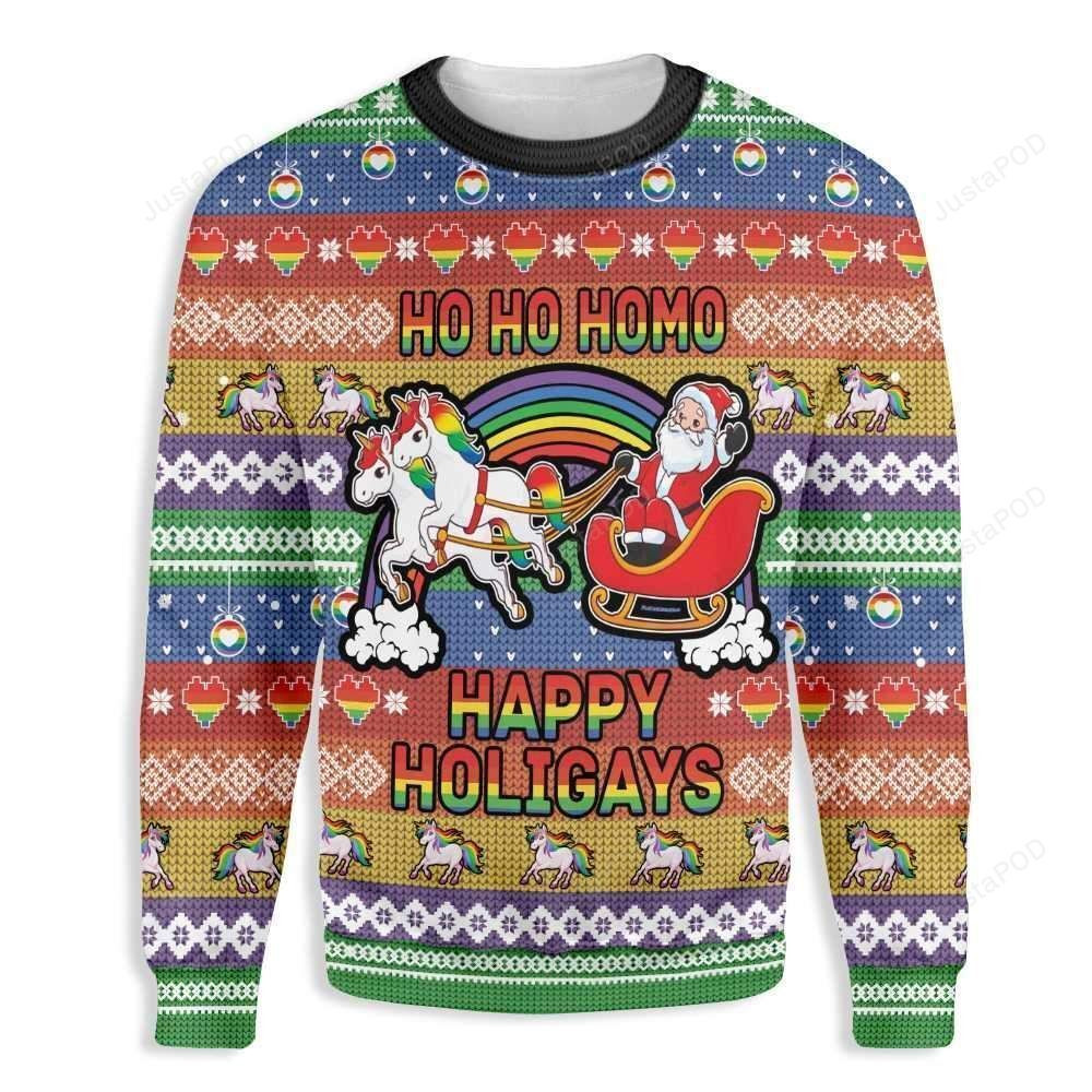 Ho Ho Ho Homo Happy Holigays Ugly Christmas Sweater