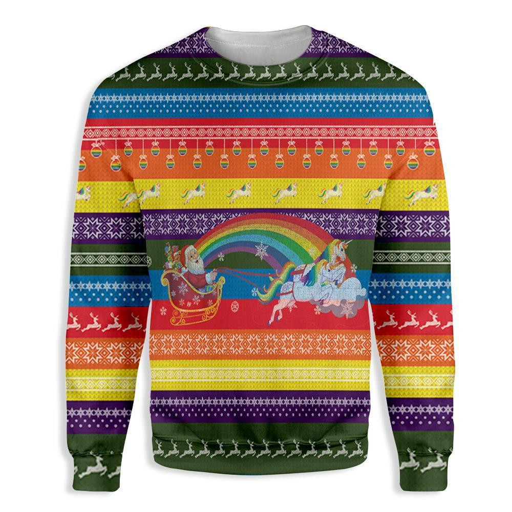 Ho Ho Ho Homo Unicorn Christmas Pride Ugly Christmas Sweater, Perfect Holiday Gift