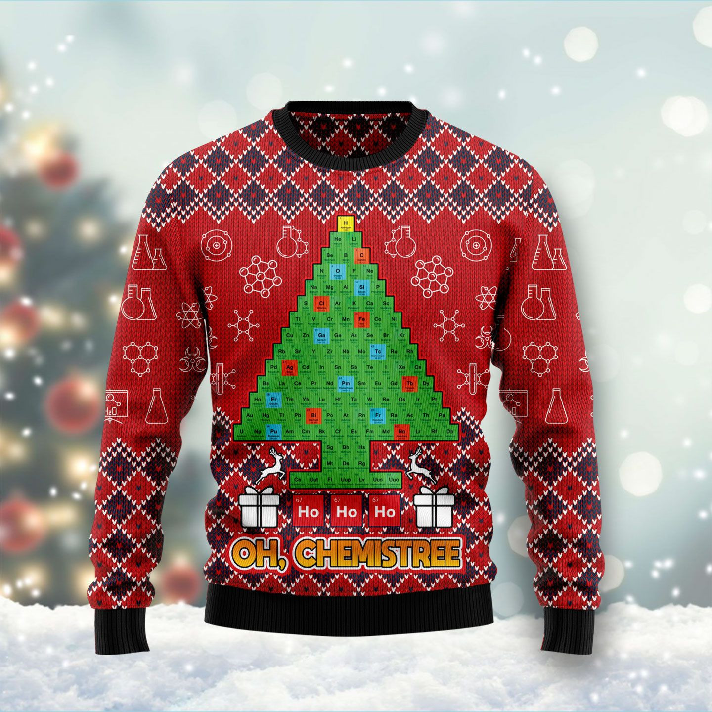 Ho Ho Ho Oh Chemistree Ugly Christmas Sweater, Perfect Holiday Gift