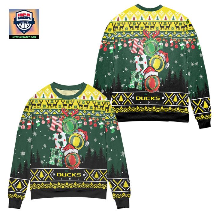 Ho Ho Ho Santa Claus Reindeer Ugly Christmas Sweater Green