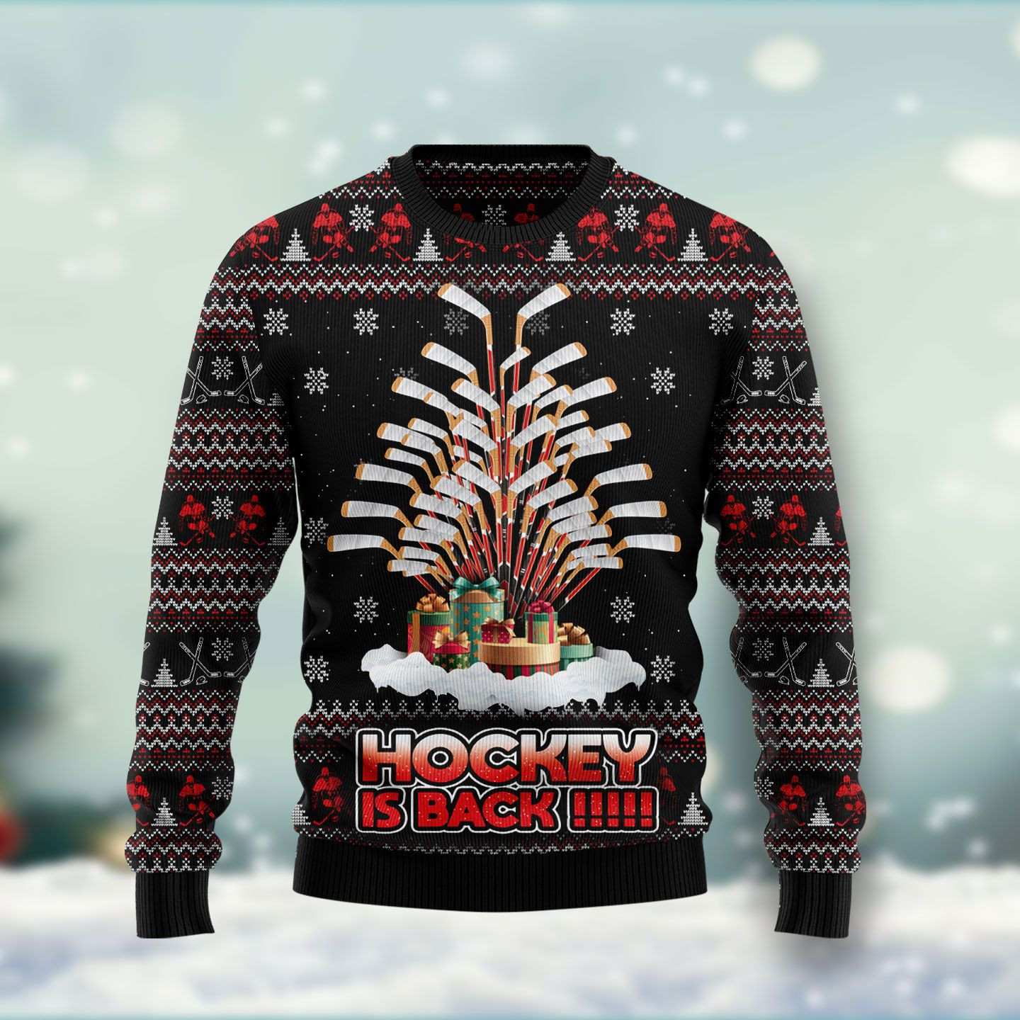 Hockey Is Back Ugly Christmas Sweater, Perfect Holiday Gift