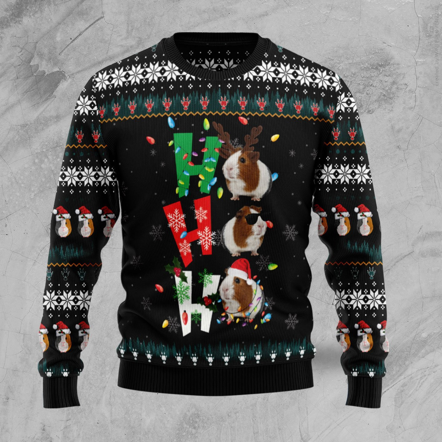 Hohoho Guinea Pig Ugly Christmas Sweater, Perfect Holiday Gift
