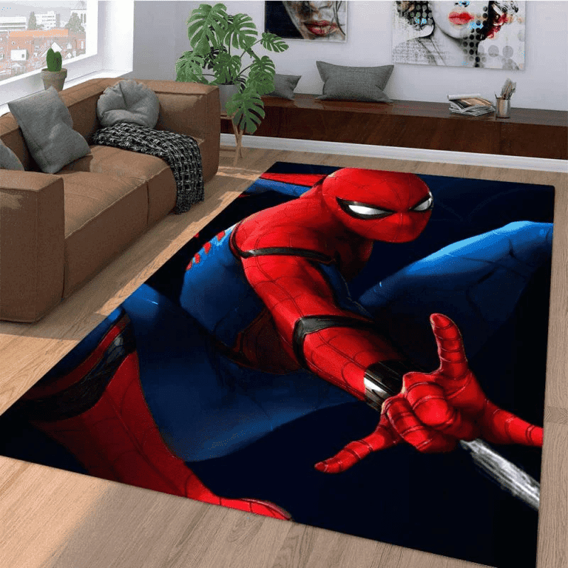 Home Coming Spiderman 3D Rectangle Area Rug – Full Print Carpet For Living Room & Bedroom Home Decor