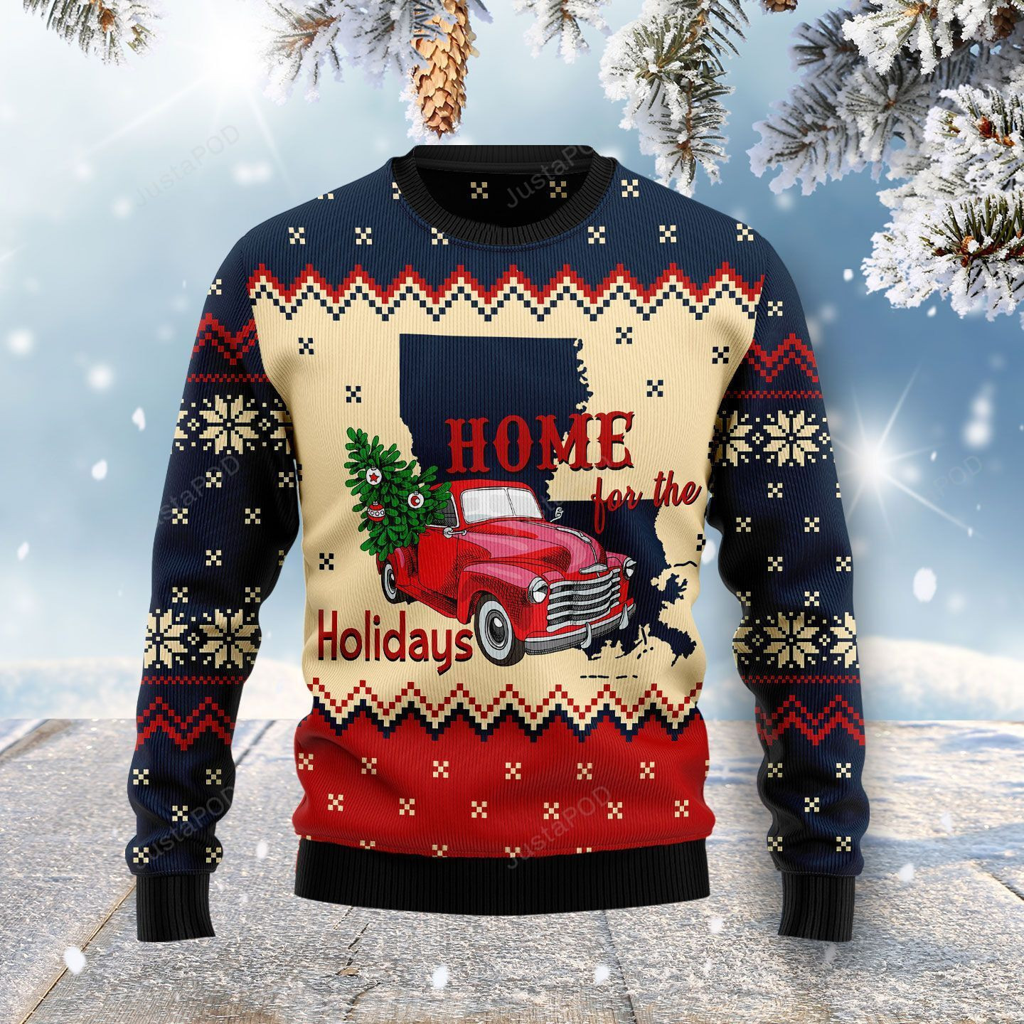 Home For The Holidays Louisiana Ugly Christmas Sweater, Perfect Holiday Gift