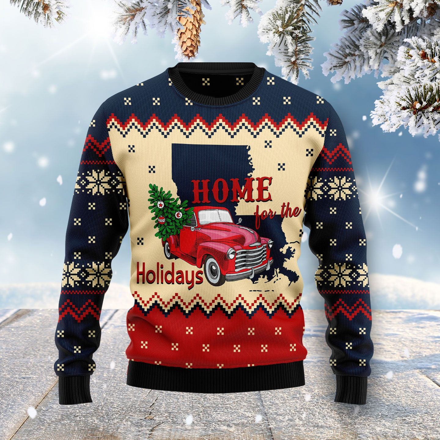 Home For The Holidays Louisiana Ugly Christmas Sweater, Perfect Holiday Gift