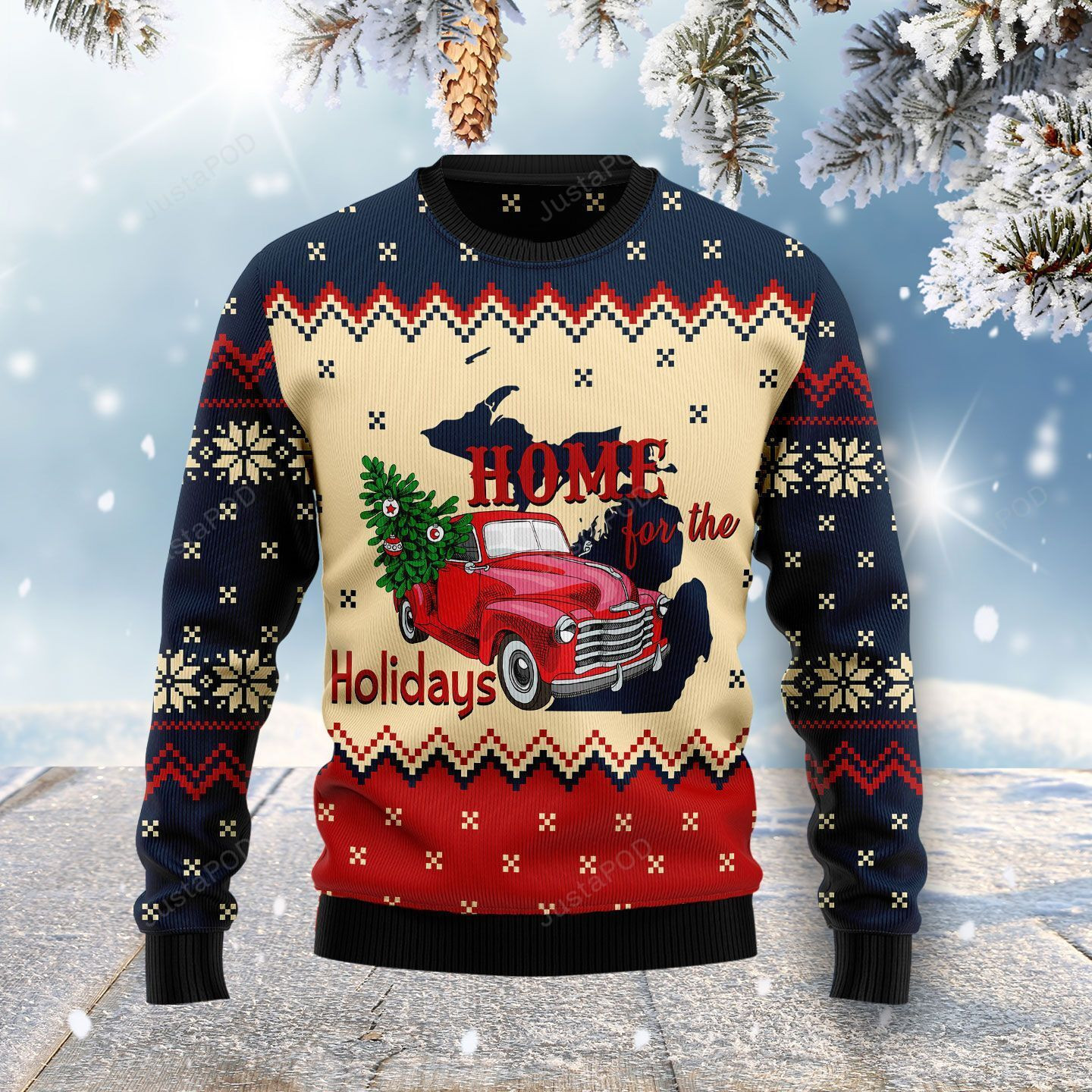 Home For The Holidays Michigan Ugly Christmas Sweater, Perfect Holiday Gift