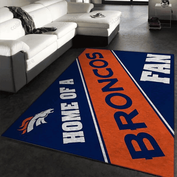 Home Of A Broncos Fan Denver Broncos 3D Rectangle Area Rug – Full Print Carpet For Living Room & Bedroom Home Decor