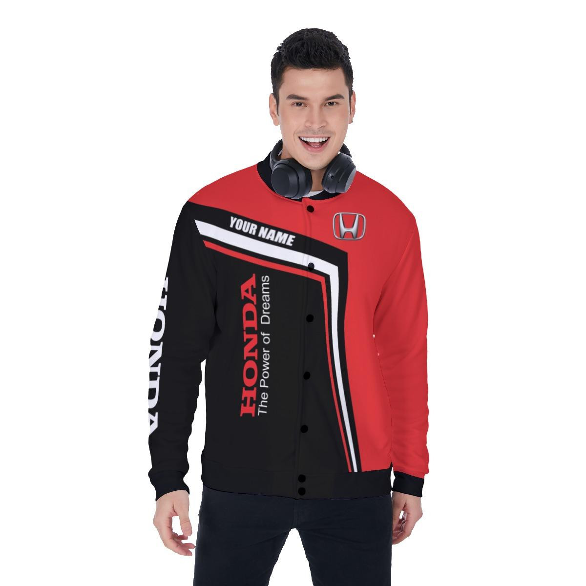 Honda Apparel, Honda Personalized Name Baseball Jacket Varsity Baseball Jacket for Men & Women | Vehicle Brand Fan Gift