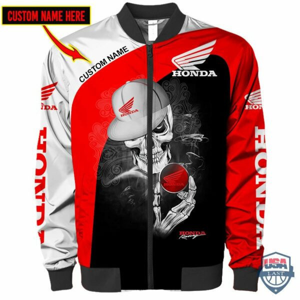 Honda Dead Skull Personalized Bomber Jacket | Automotive Jacket for Men & Women | Car Fan Gift