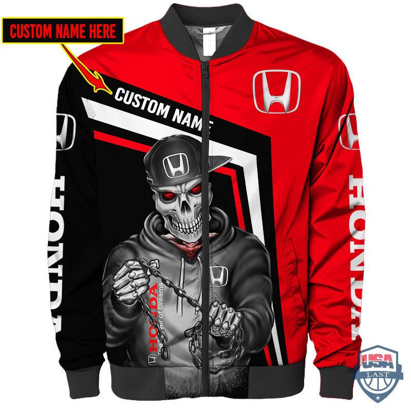 Honda Ghost Rider Personalized Bomber Jacket | Automotive Jacket for Men & Women | Car Fan Gift