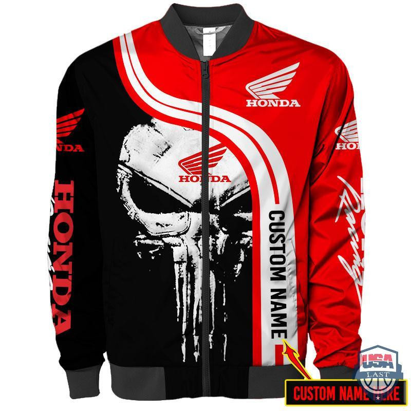 Honda Punisher Skull Personalized Bomber Jacket | Automotive Jacket for Men & Women | Car Fan Gift