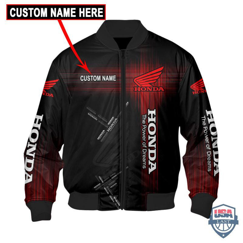 Honda Wing Logo Flash Personalized Bomber Jacket | Automotive Jacket for Men & Women | Car Fan Gift