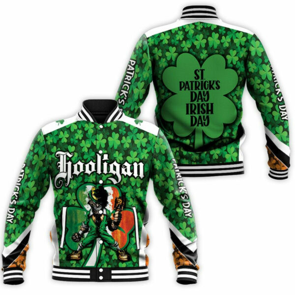 Hooligan Irish Leprechaun Saint Patrickâ€™s Day Baseball Jacket for Men & Women | Holiday Fan Gift