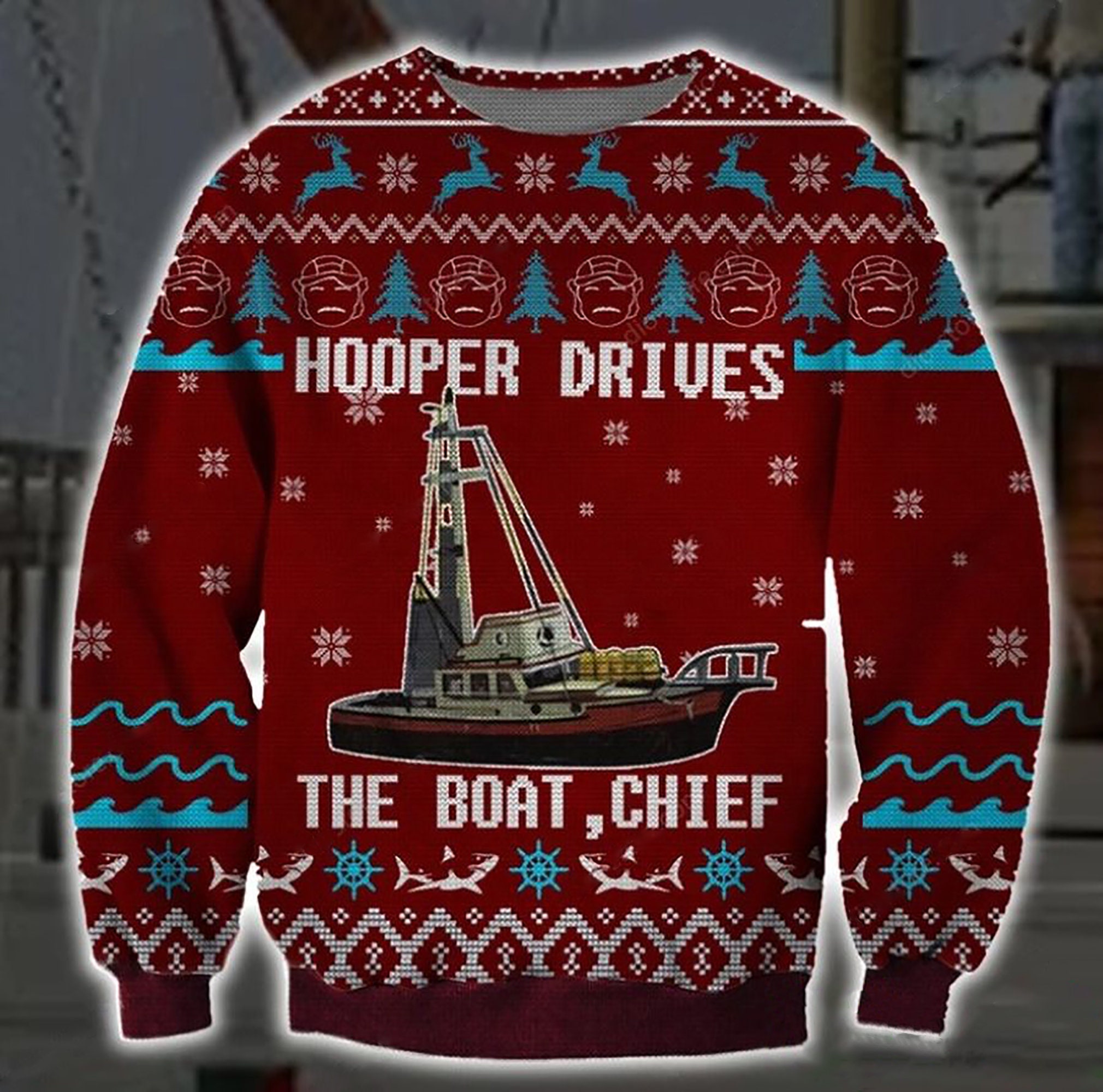 Hooper Drives Symbol Christmas Ugly Christmas Sweater
