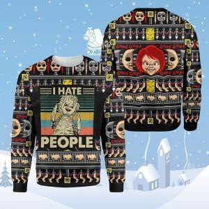 Horror Chunky I Hate People Ugly Christmas Sweater, Perfect Holiday Gift